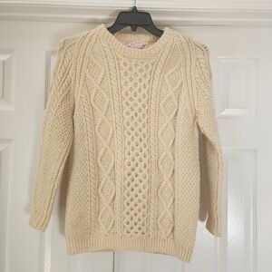 Women's Cream Irish Wool Fisherman Knit Sweater